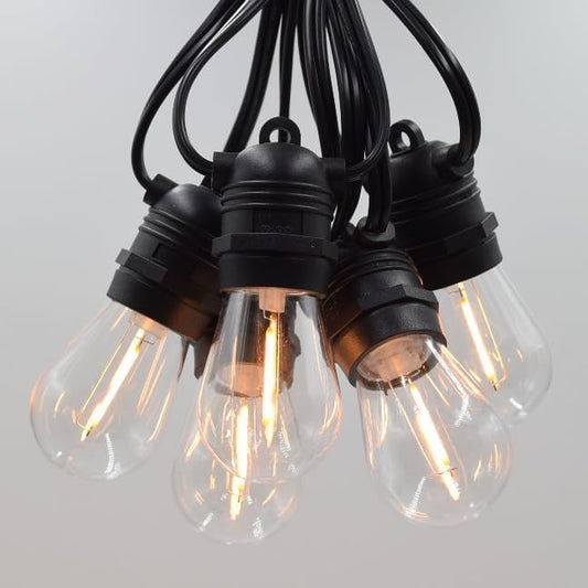 Hometown Evolution, Inc. E26 Commercial String Lights with 16 Gauge Wire (S14 LED Plastic, 100 Foot 50 Socket)